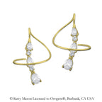Earspirals Earrings Graduated Pear Shape Cubic Zirconias 18k Gold Over Silver 