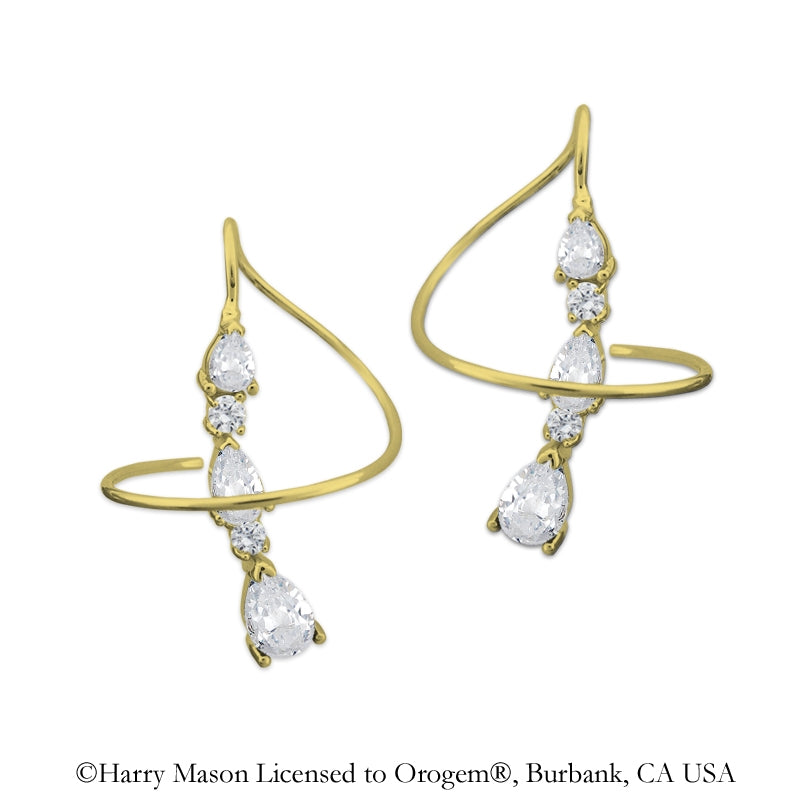 Earspirals Earrings Graduated Pear Shape Cubic Zirconias 18k Gold Over Silver 