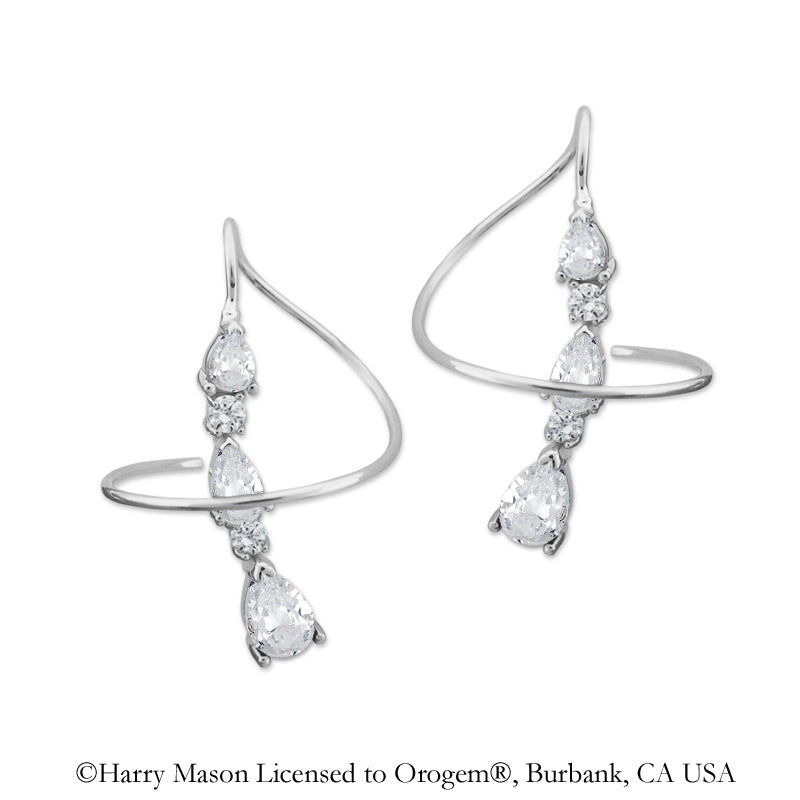 Earspirals Earrings Graduated Pear Shape Cubic Zirconias Sterling Silver 