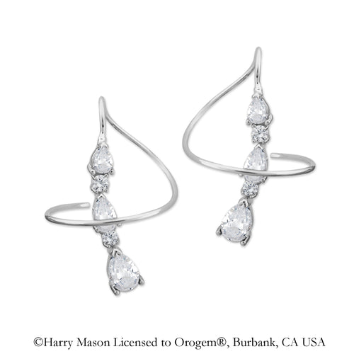 Earspirals Earrings Graduated Pear Shape Cubic Zirconias Sterling Silver 
