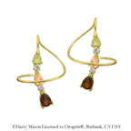 Earspirals Earrings Graduated Multi Pear Shape Gemstones 18k Gold Over Silver