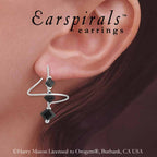 Sterling Silver Square Cut Black Cubic Zirconias Earspirals Earrings