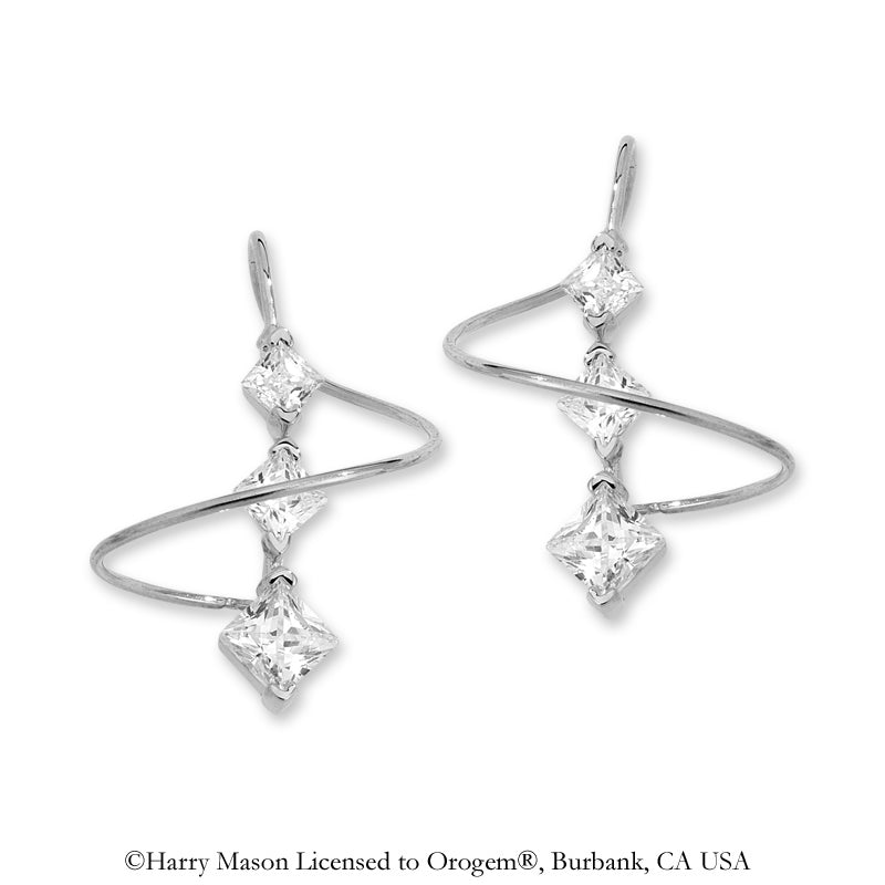 Sterling Silver Princess Cut Cubic Zirconia Earspirals Earrings