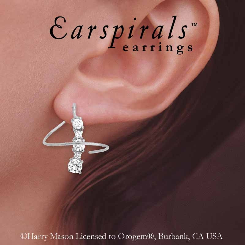 Earspirals Earrings Graduated Cubic Zirconias Sterling Silver 