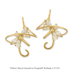 18k Gold Over Silver Cubic Zirconia Dragonfly Earspirals Earrings