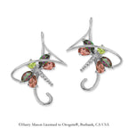 Sterling Silver Multi Gemstone Dragonfly Earspirals Earrings