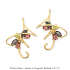 18k Gold Over Silver Multi Gemstone Dragonfly Earspirals Earrings 