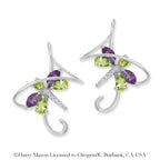 Sterling Silver Multi Gemstone Dragonfly Earspirals Earrings