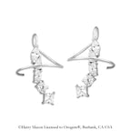 Sterling Silver Cubic Zirconia Multi Shapes Earspirals Earrings