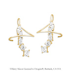 18k Gold Over Silver Cubic Zirconia Multi Shapes Earspirals Earrings