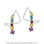 Sterling Silver Multi Gemstone Multi Shapes Earspirals Earrings