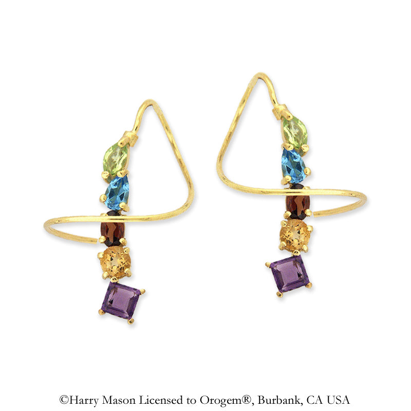 18k Gold Over Silver Multi Gemstone Multi Shapes Earspirals Earrings