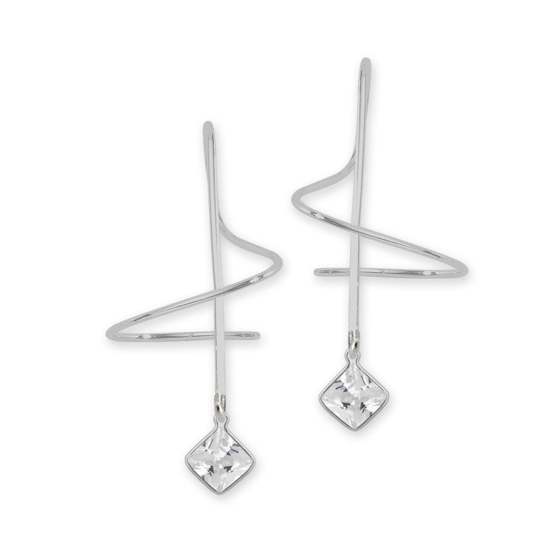 Princess Cut Cubic Zirconia Earspirals Earrings