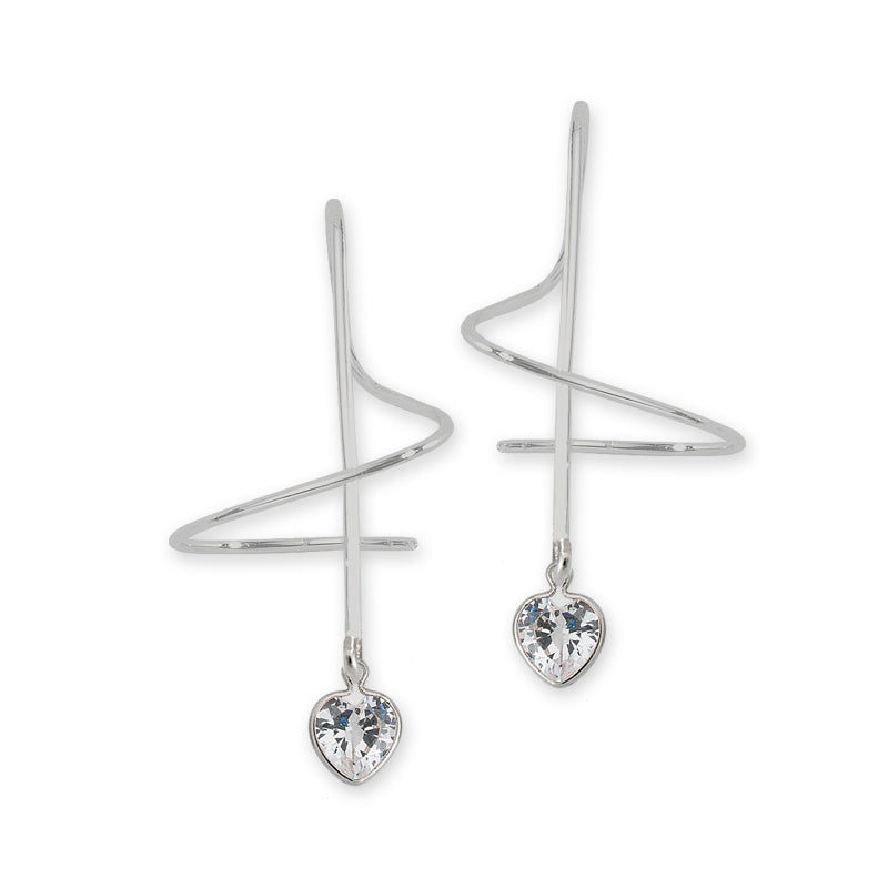 Heart Shape Cubic Zirconia Earspirals Earrings