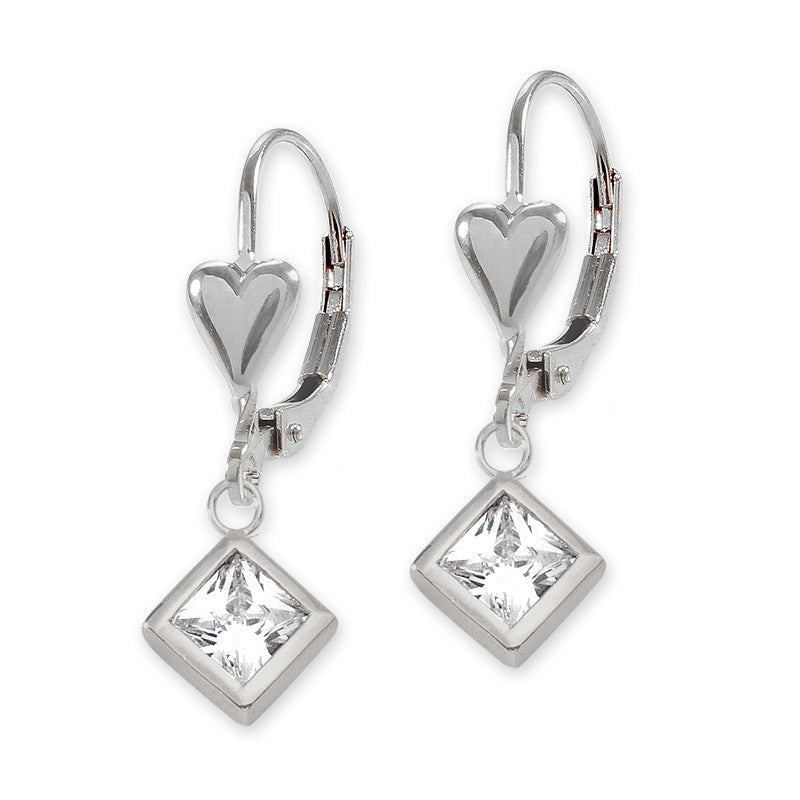 Silver Princess Cubic Zirconia Leverback Earring