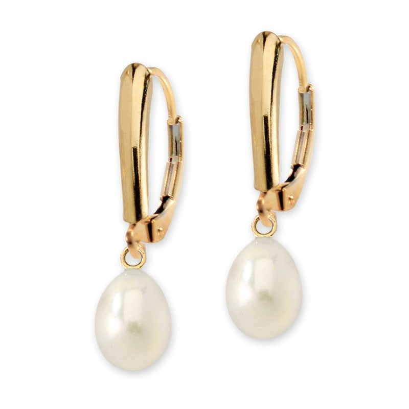 Teardrop Pearl Leverback Earring