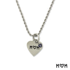Stainless Steel Birthstone Mom Small Heart Pendant Necklace Chain