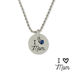 Stainless Steel Birthstone I Love Mom Pendant Necklace Chain