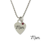 Stainless Steel Birthstone Mom Heart Pendant Necklace Chain
