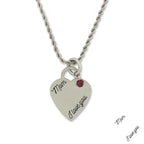 Stainless Steel Birthstone Mom I Love You Heart Pendant Necklace Chain