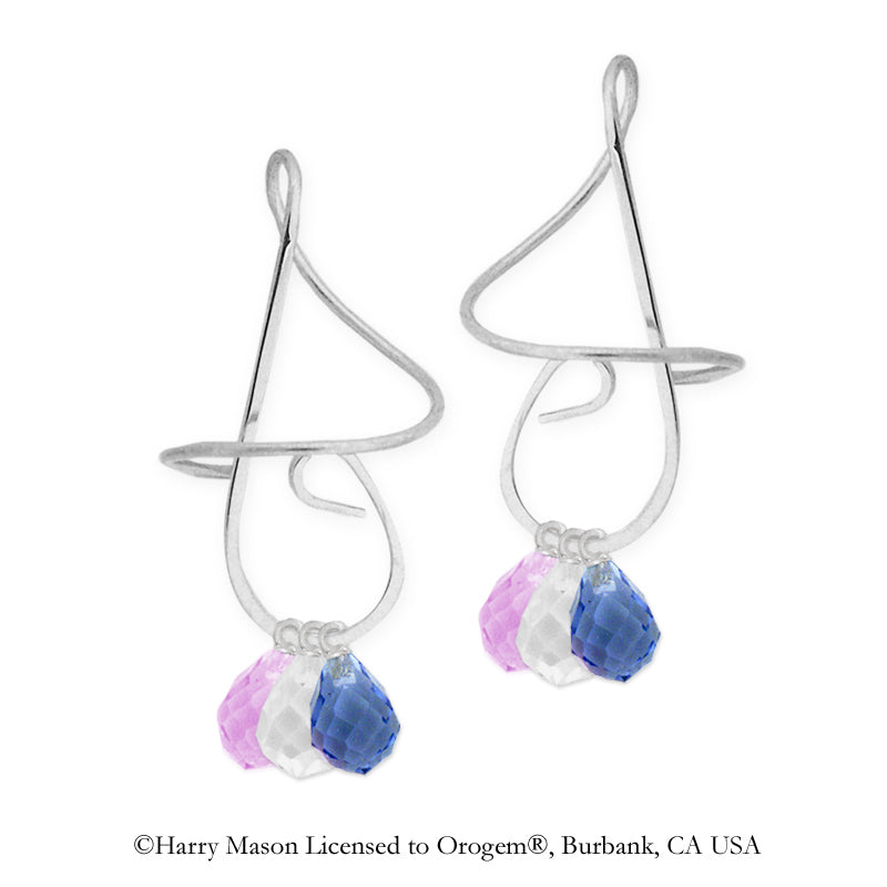 Silver Triple Faceted Stone Drops Interchangable Earspirals Earrings