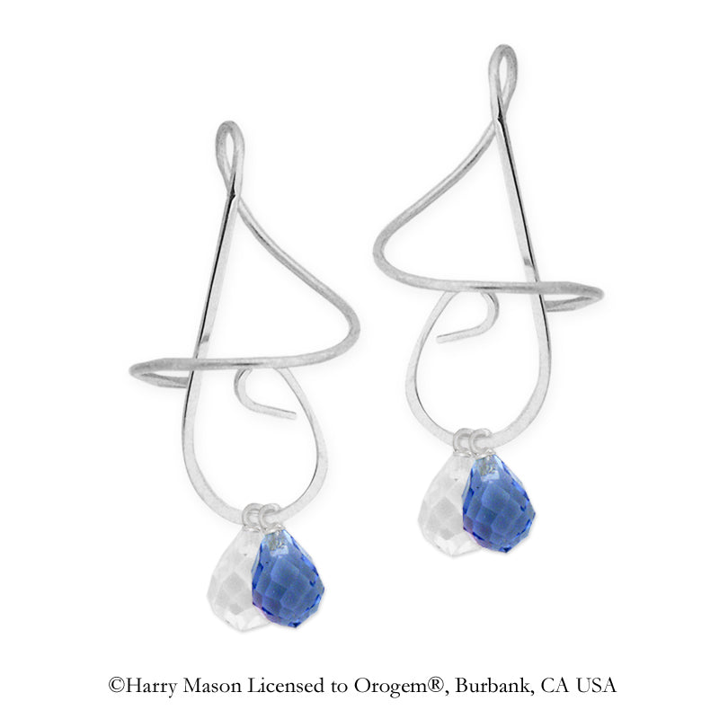 Sterling Silver Faceted Stone Drops Interchangable Earspirals Earrings