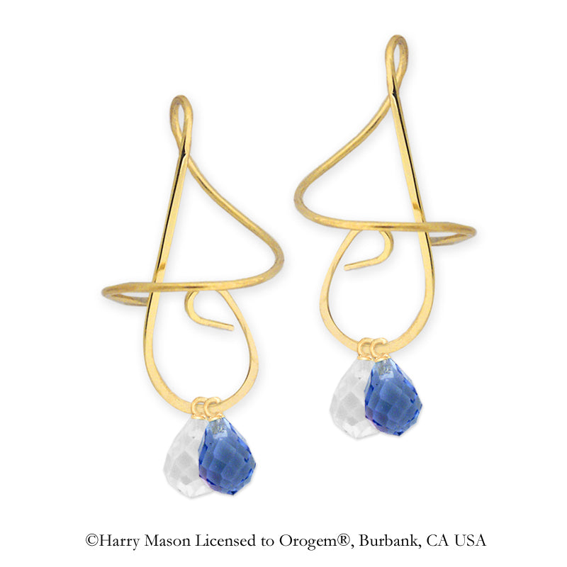 18k Gold Over Silver Faceted Stone Drops Interchangable Earspirals Earrings