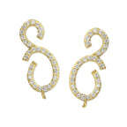 Ear Pin Ear Climber Earrings Musical Note Curves Cubic Zirconia Sterling Silver