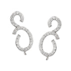 Ear Pin Ear Climber Earrings Musical Note Curves Cubic Zirconia Sterling Silver