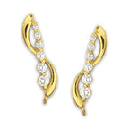 Ear Climber Earrrings Ear Pin Graduated Cubic Zirconia Swirls 18k Gold Over Silver
