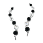 Sterling Silver Black Cubic Zirconia Journey Ear Pin Earrings - Large Version