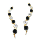 Gold Over Silver Black Cubic Zirconia Journey Ear Pin Earrings - Large Version