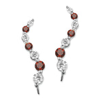 Silver Garnet and Cubic Zirconia Journey Ear Pin Earrings - Large Version