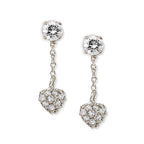 Silver Cubic Zirconia Stud Heart CZ Dangle Interchangeable Enhancers Earrings