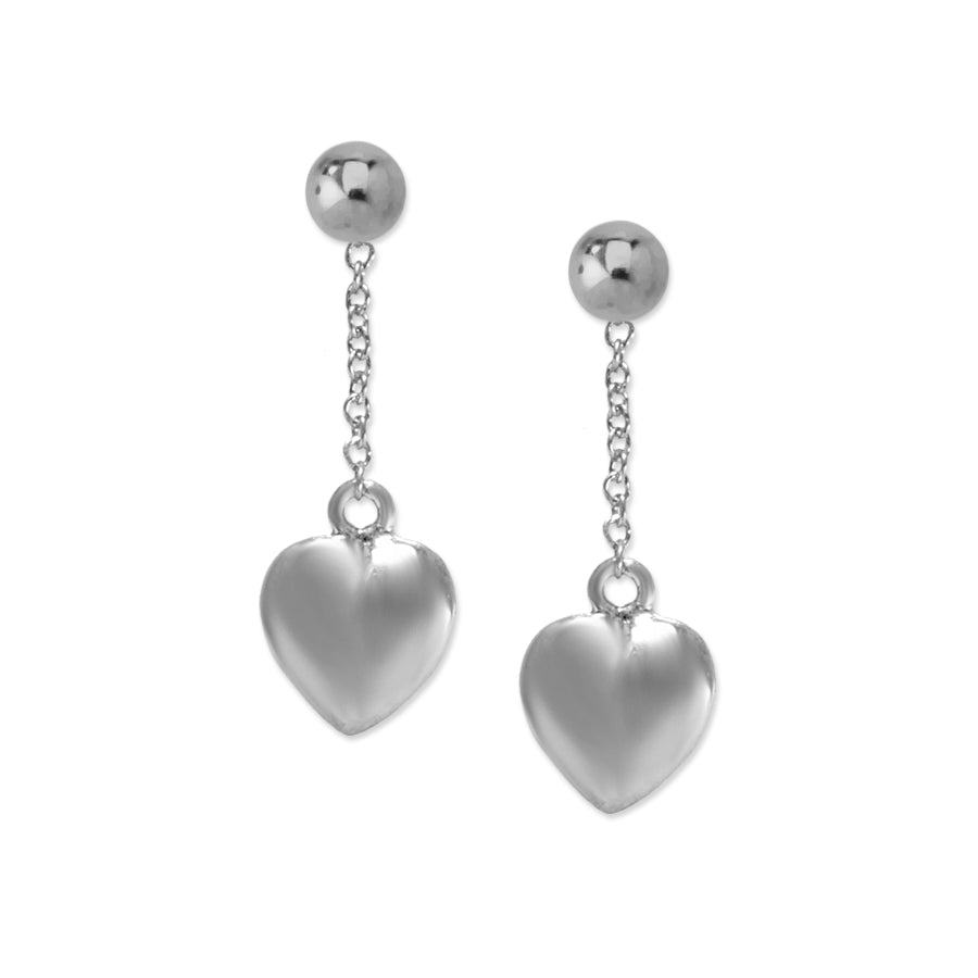 Silver Bead Pufffed Heart Interchangeable Enhancers Earrings in Silver