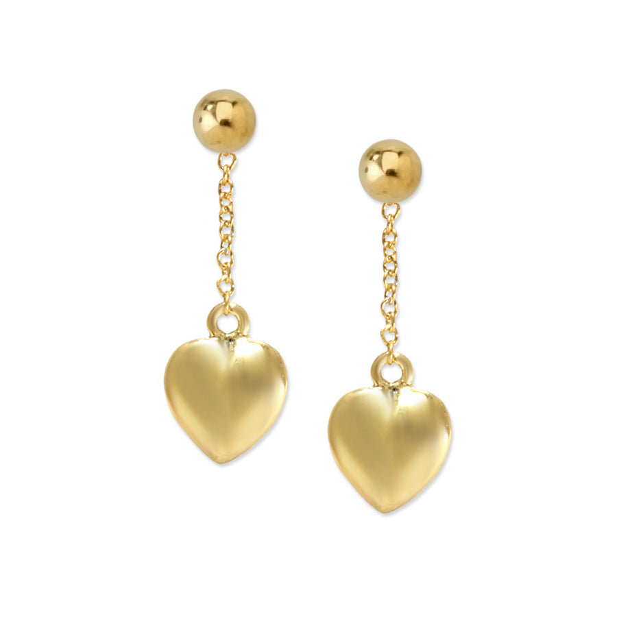 Gold Over Silver Beads Dangle Pufffed Heart Interchangeable Enhancers Earrings