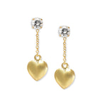 Gold Over Silver Cubic Zirconia Dangle Pufffed Heart Interchangeable Enhancers