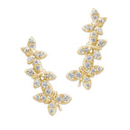 Gold Over Silver Cubic Zirconia Butterfly Ear Pin Earrings