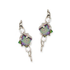 Mystic Topaz & CZ Silver Ear Pin Earrings