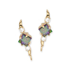 Mystic Topaz & CZ Gold over Silver Ear Pin Earrings