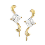 Ear Climbers Earrings Princess Cut Cubic Zirconia Ear Pin Earrings Gold Over Silver