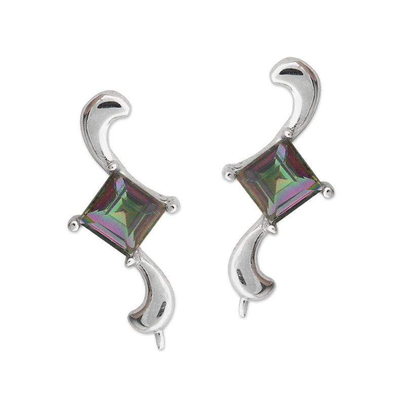 Sterling Silver Mystic Topaz Ear Pin Earrings