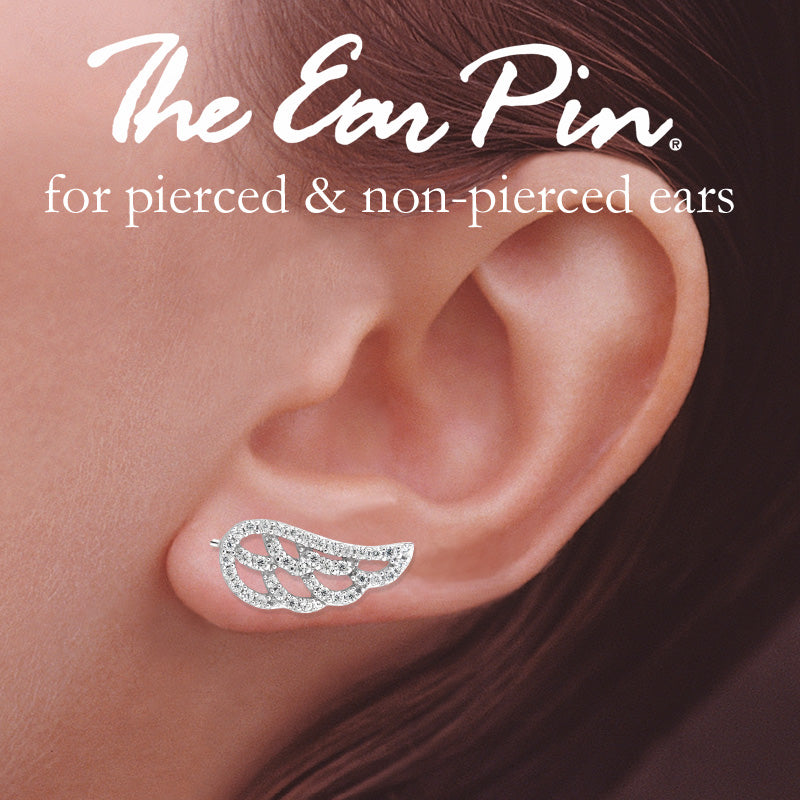 Cubic Zirconia Silver Ear Pin Earrings