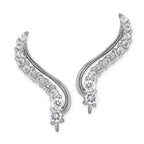 Sterling Silver Cubic Zirconia Graceful Ear Pin Earrings