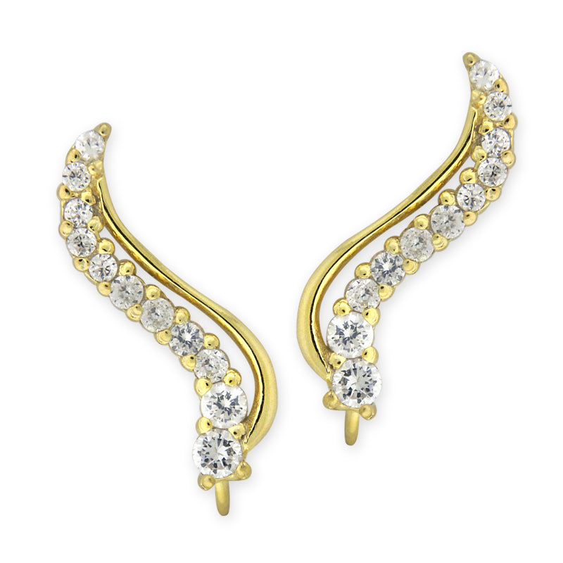 Cubic Zirconia Ear Pin Earrings in Silver