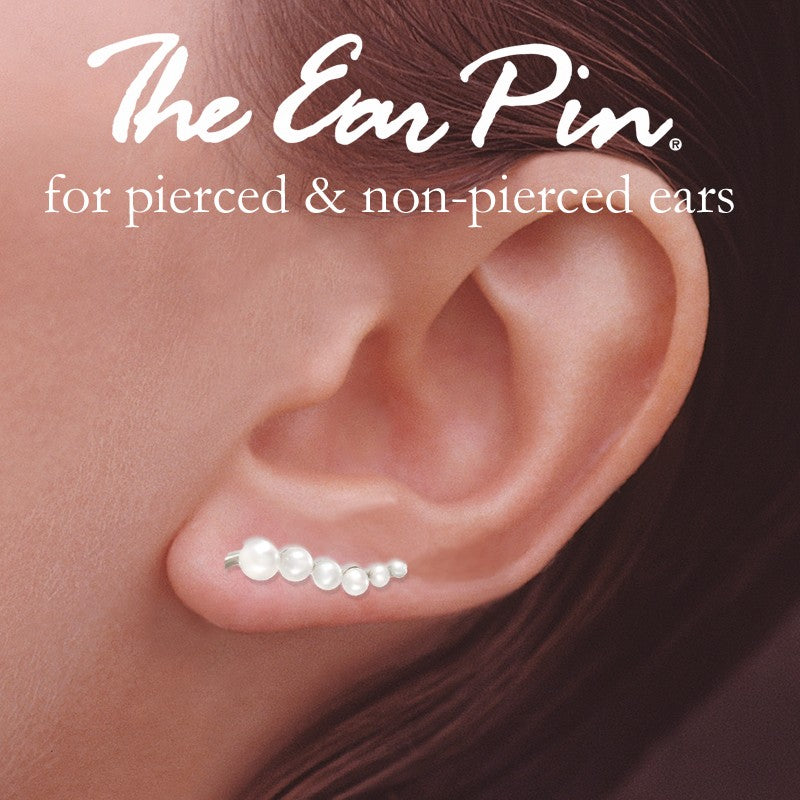 Graduating Pearls Silver Ear Pin Earrings