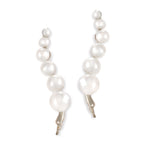 Graduating Pearls Silver Ear Pin Earrings