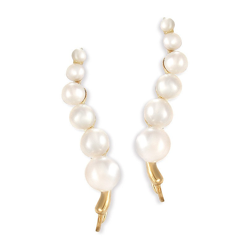 Graduating Pearls Gold over Silver Ear Pin Earrings                                       Pin Earrings