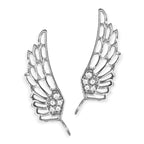 Cubic Zirconia Ear Climber Earrings - Angel Wings - Ear Pin - Sterling Silver