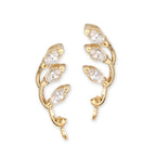 Ear Climber Earrrings Ear Pin Cubic Zirconia Triple Marquise 18k Gold Over Silver
